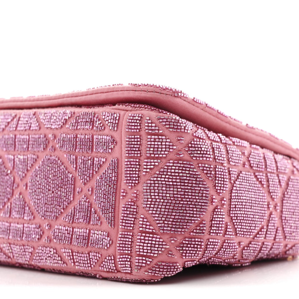 Christian Dior Calfskin Beaded Small Caro Bag Pink