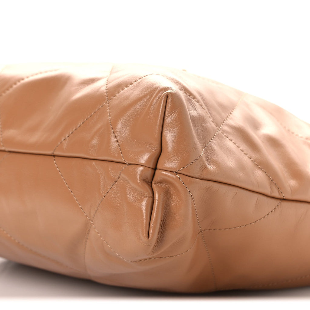 Chanel Shiny Calfskin Quilted Small Chanel 22 Beige