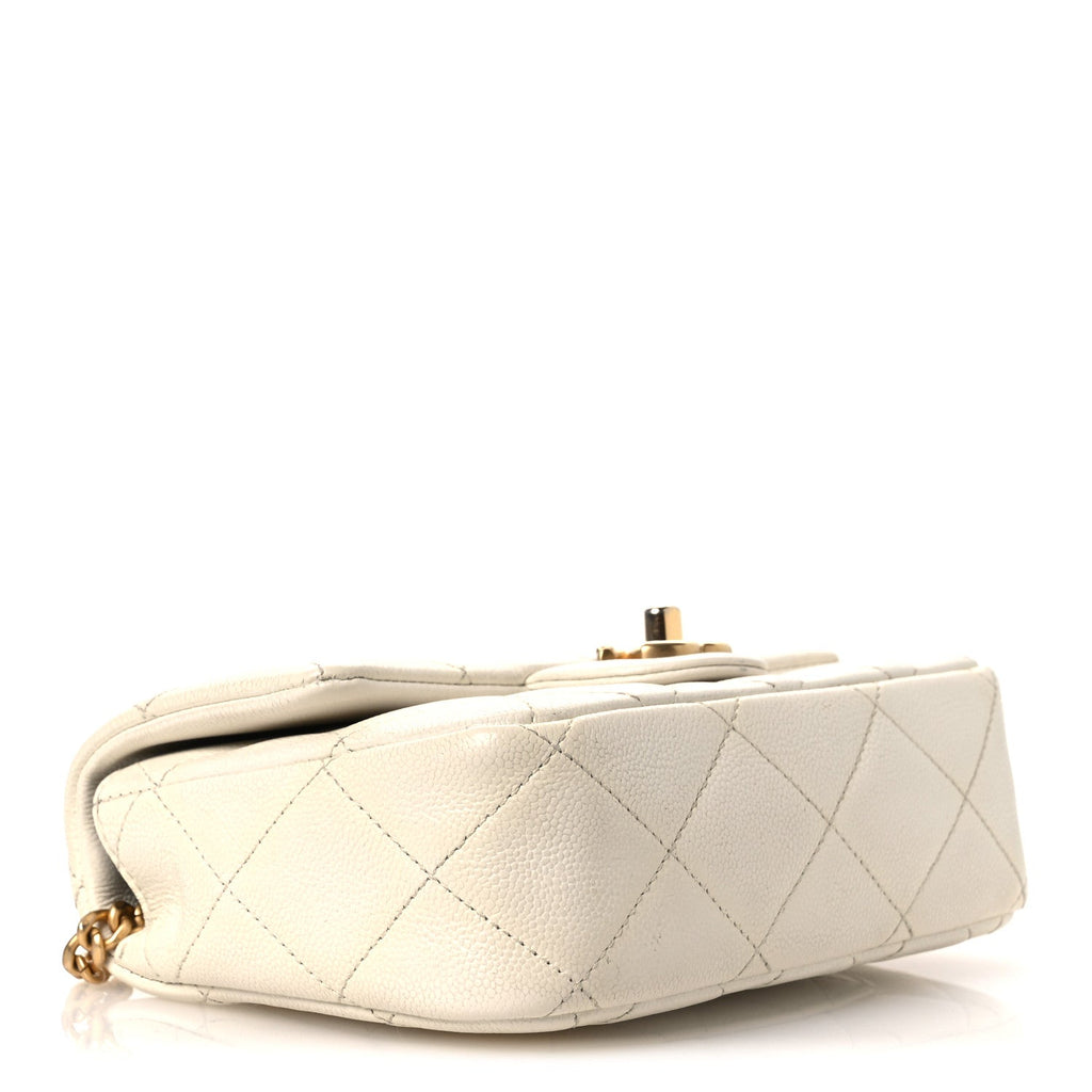 Chanel Caviar Quilted Mini Sweetheart Flap White