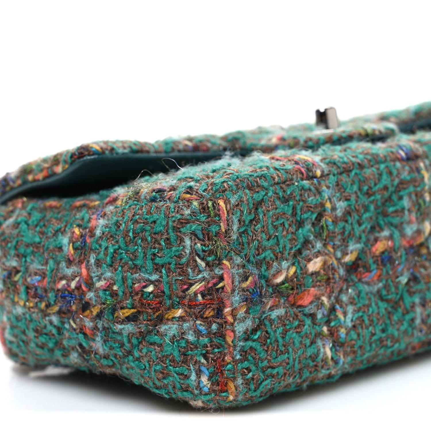 Chanel Tweed Quilted Mini Rectangular Flap Green