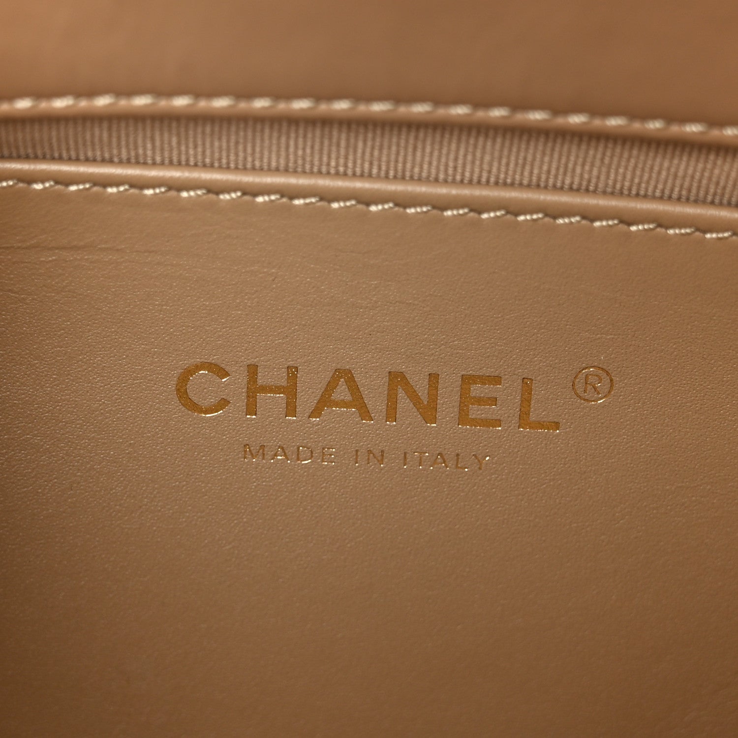 Chanel Shiny Calfskin Quilted Suede Goatskin Mini Messenger Beige