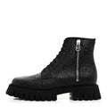 Gucci Calfskin Embossed Monogram Lace Up Ankle Boots 8 Black