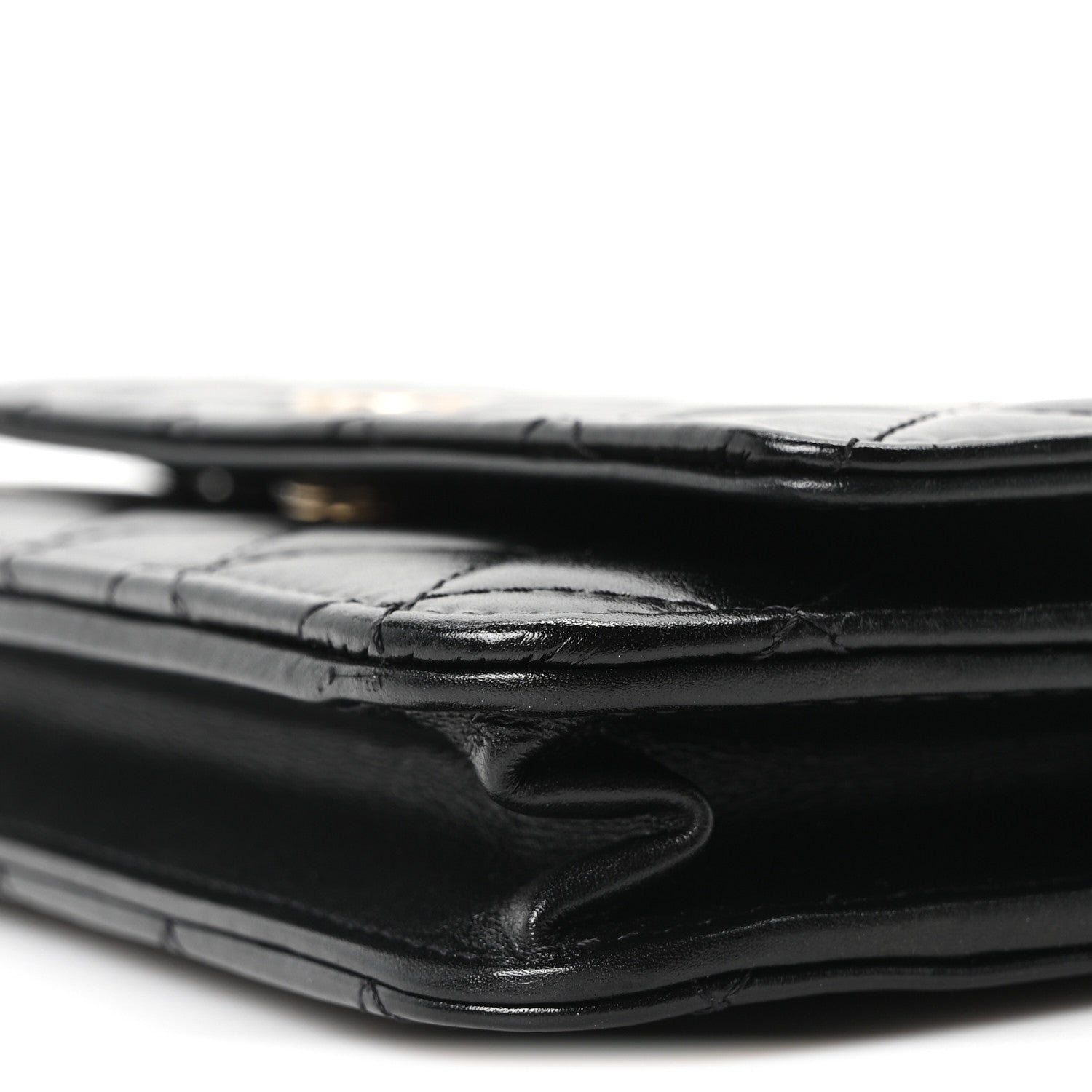 Chanel Calfskin Quilted Maxi Pearl Wallet On Chain WOC Black