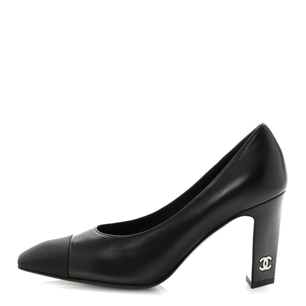 Lambskin Grosgrain Cap Toe CC Pumps 36.5 Black