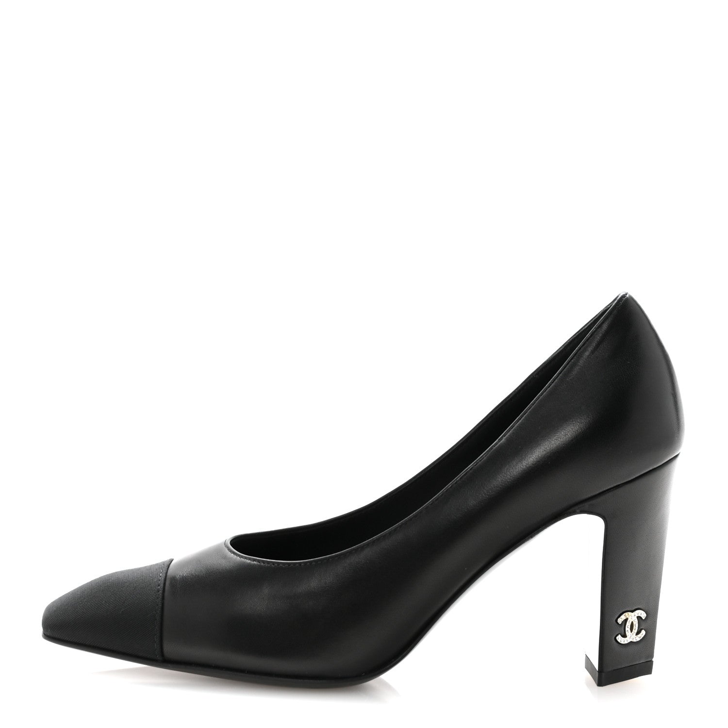 Lambskin Grosgrain Cap Toe CC Pumps 36.5 Black