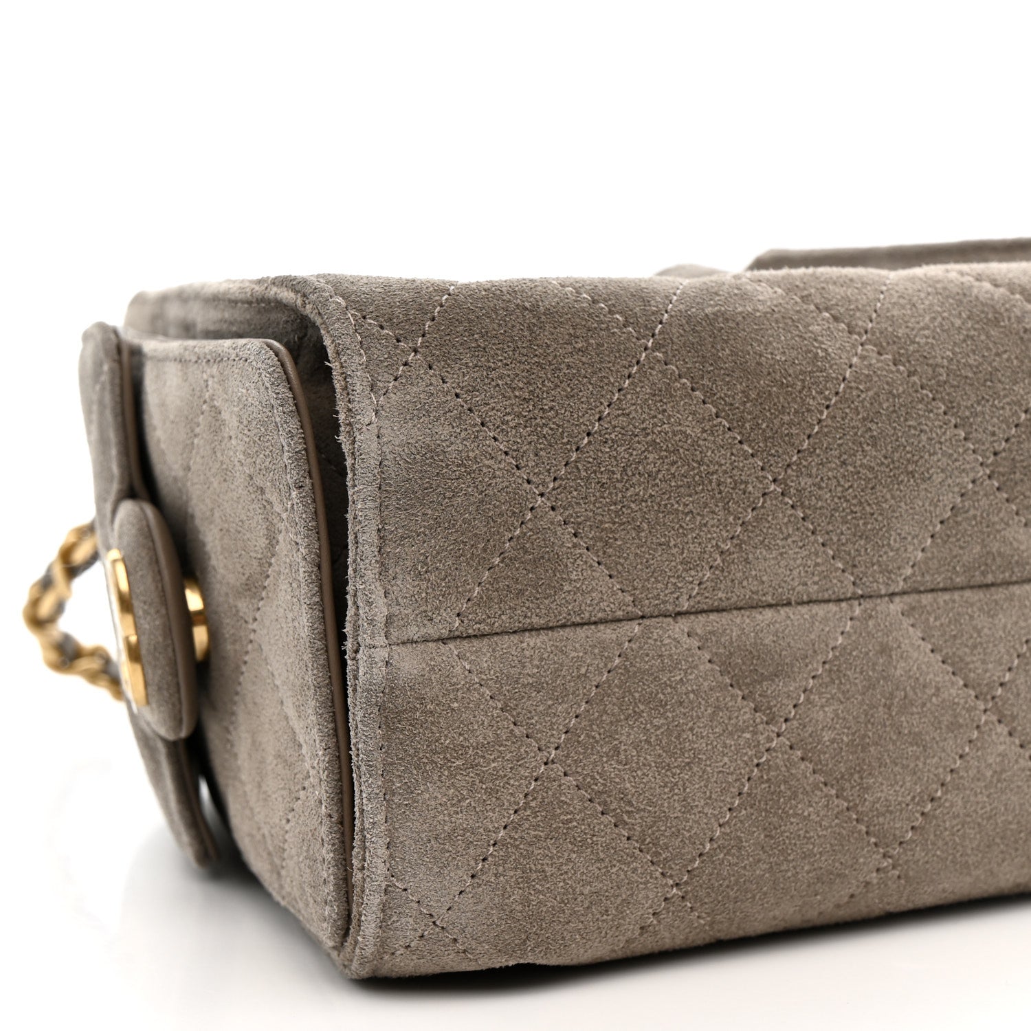 Chanel Suede Quilted Mini Chanel 25 Handbag Dark Grey