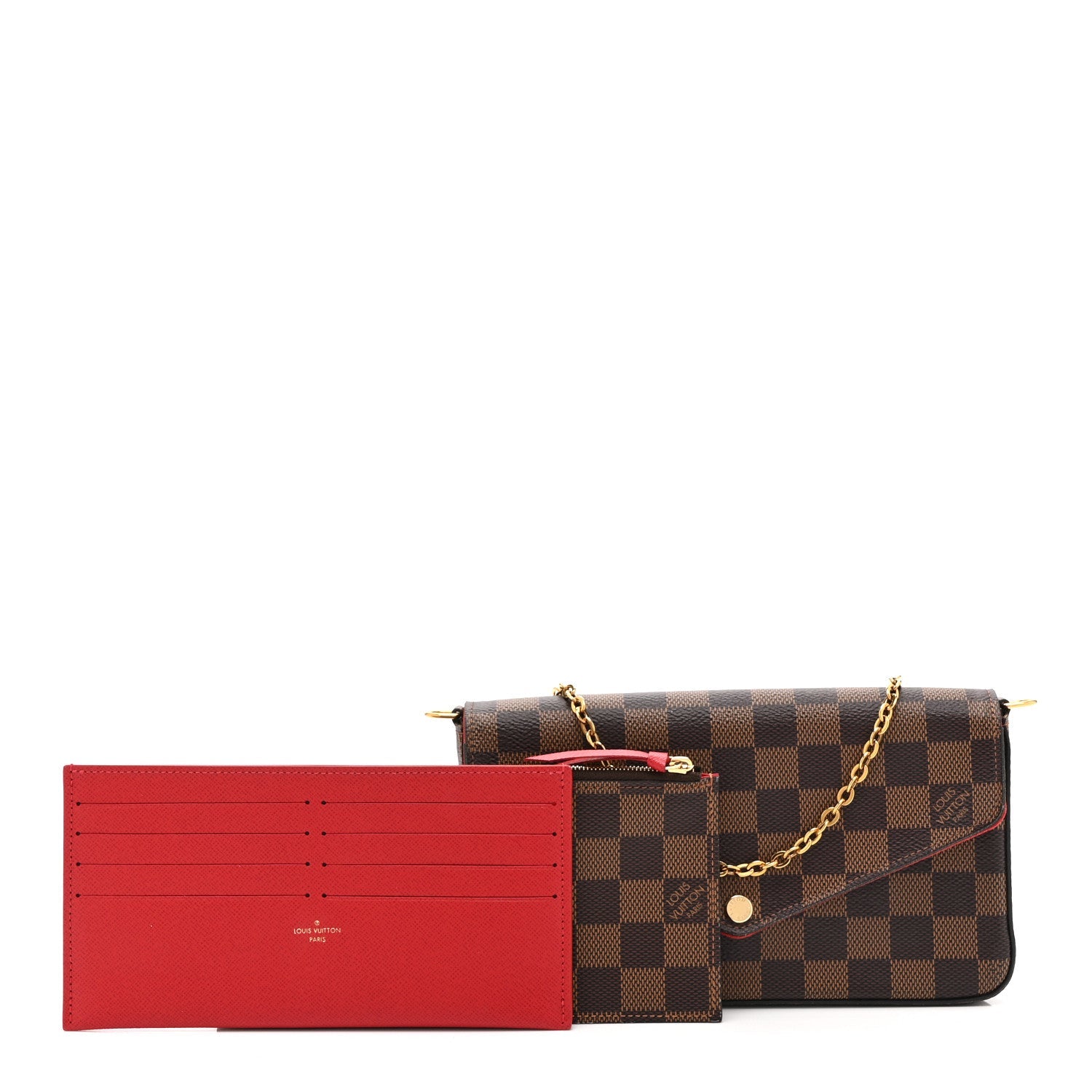 Louis Vuitton Damier Ebene Pochette Felicie Chain Wallet
