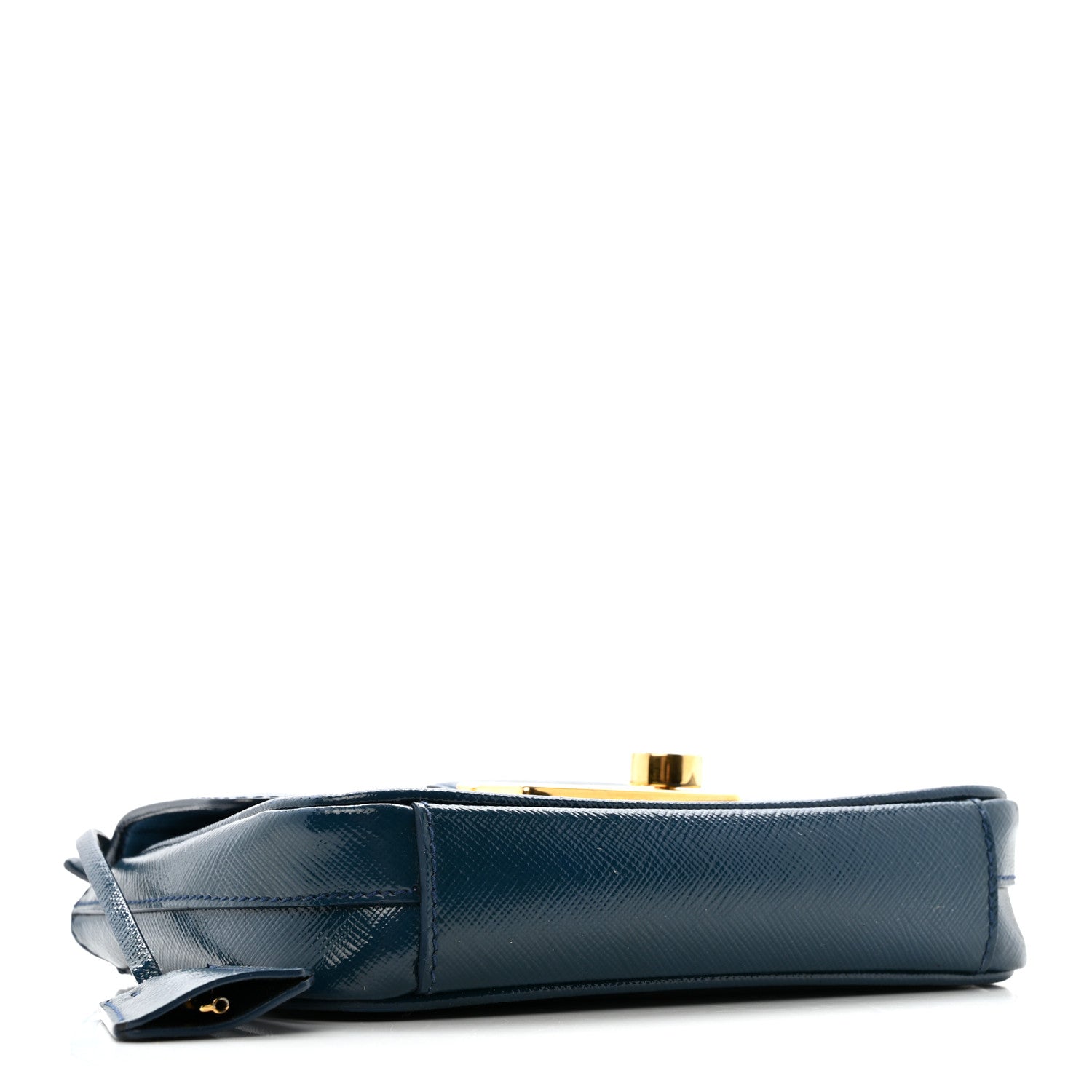 Prada Saffiano Vernice Lock Flap Chain Bag Azzurro