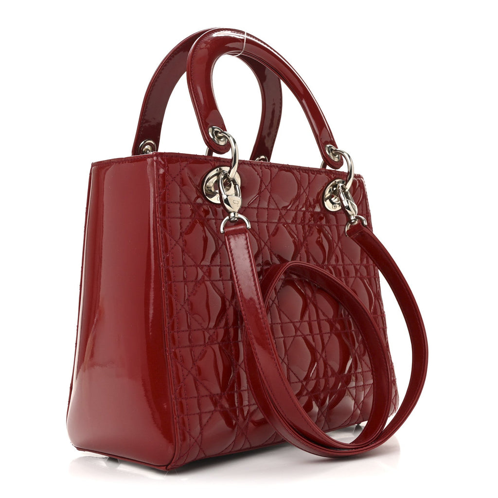 Christian Dior Patent Cannage Medium Lady Dior Red