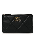 Chanel Shiny Goatskin Quilted Small Chanel 19 Pouch Black