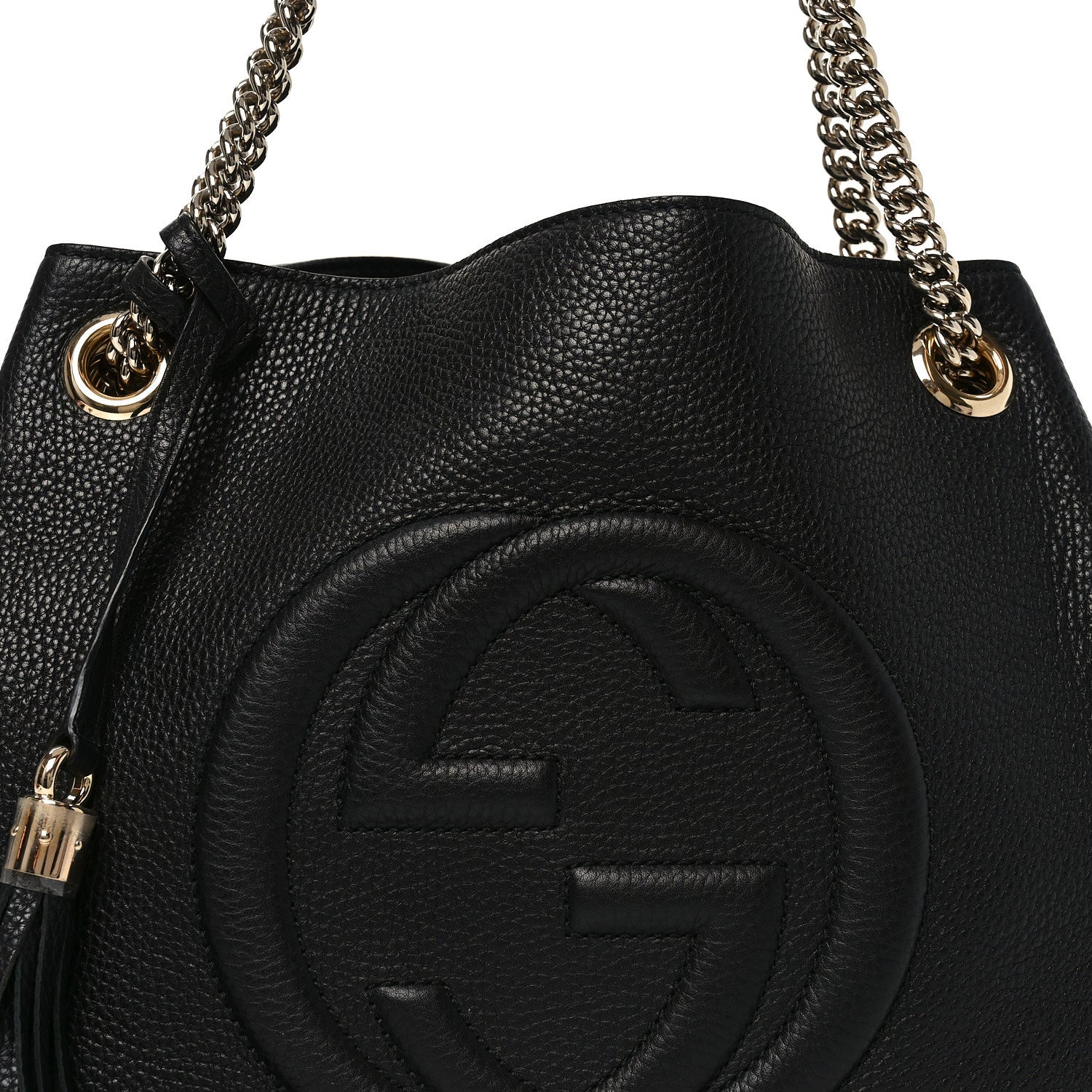 Gucci Pebbled Calfskin Medium Soho Chain Shoulder Bag Black