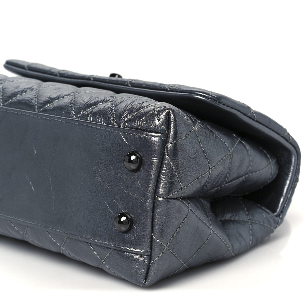 Chanel Metallic Aged Calfskin Quilted Mini Coco Handle Flap Charcoal