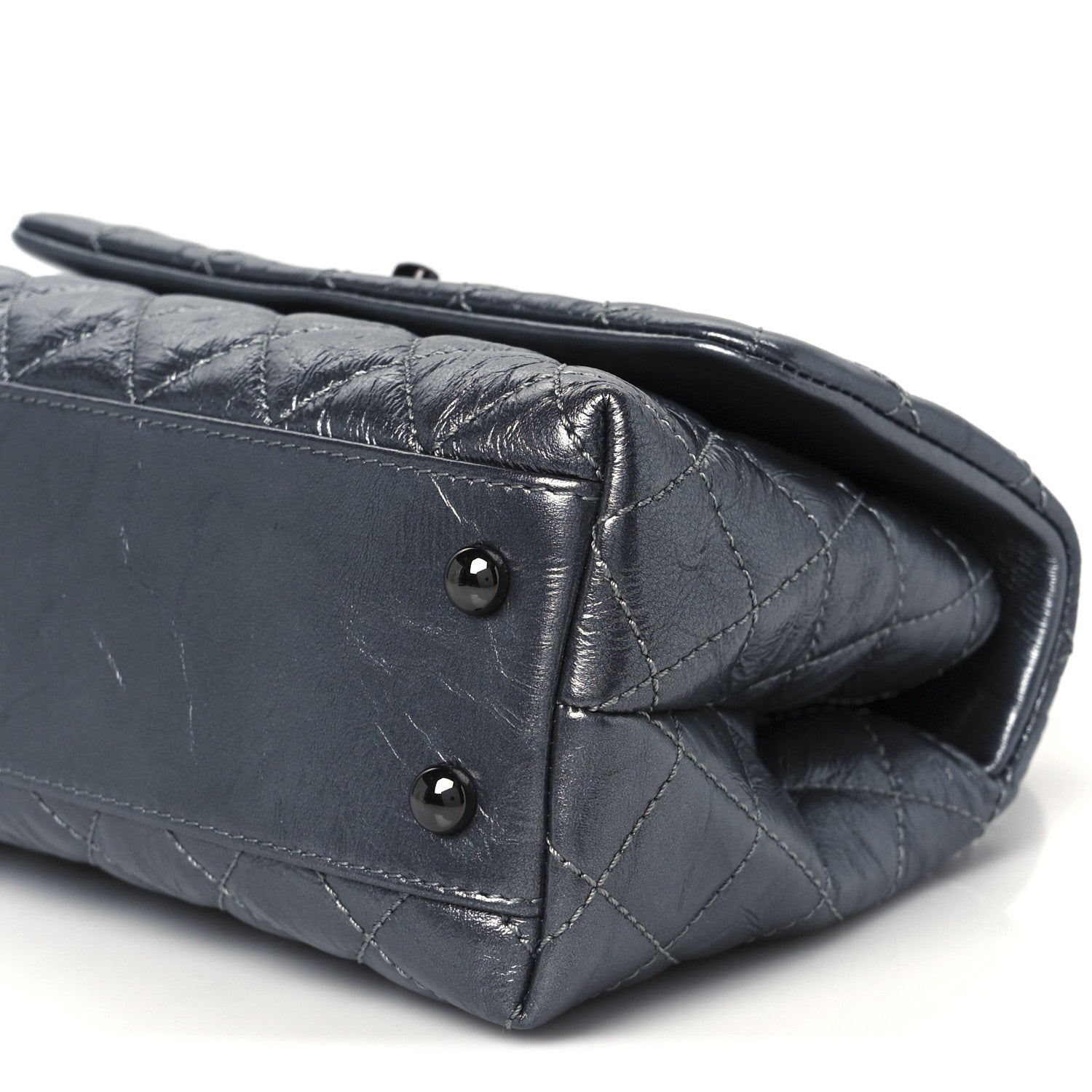 Chanel Metallic Aged Calfskin Quilted Mini Coco Handle Flap Charcoal