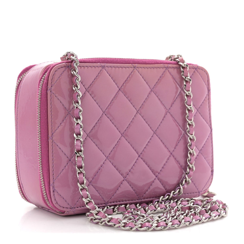Chanel Patent Quilted Small Pocket Box Camera Case Purple