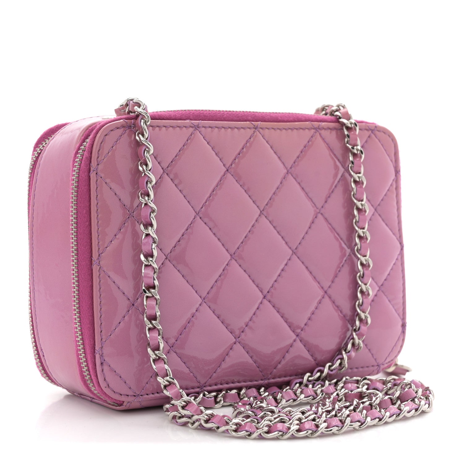 Chanel Patent Quilted Small Pocket Box Camera Case Purple