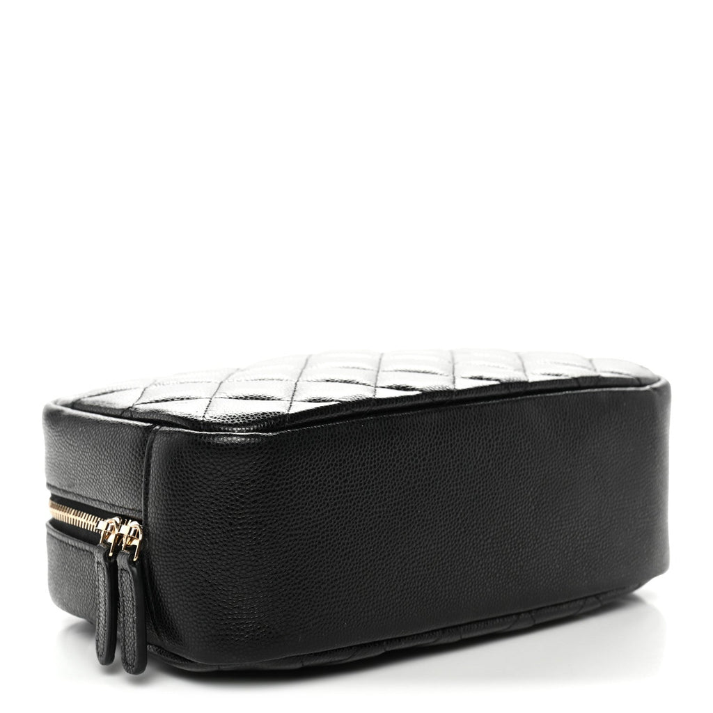 Caviar Quilted Medium Curvy Pouch Cosmetic Case Black