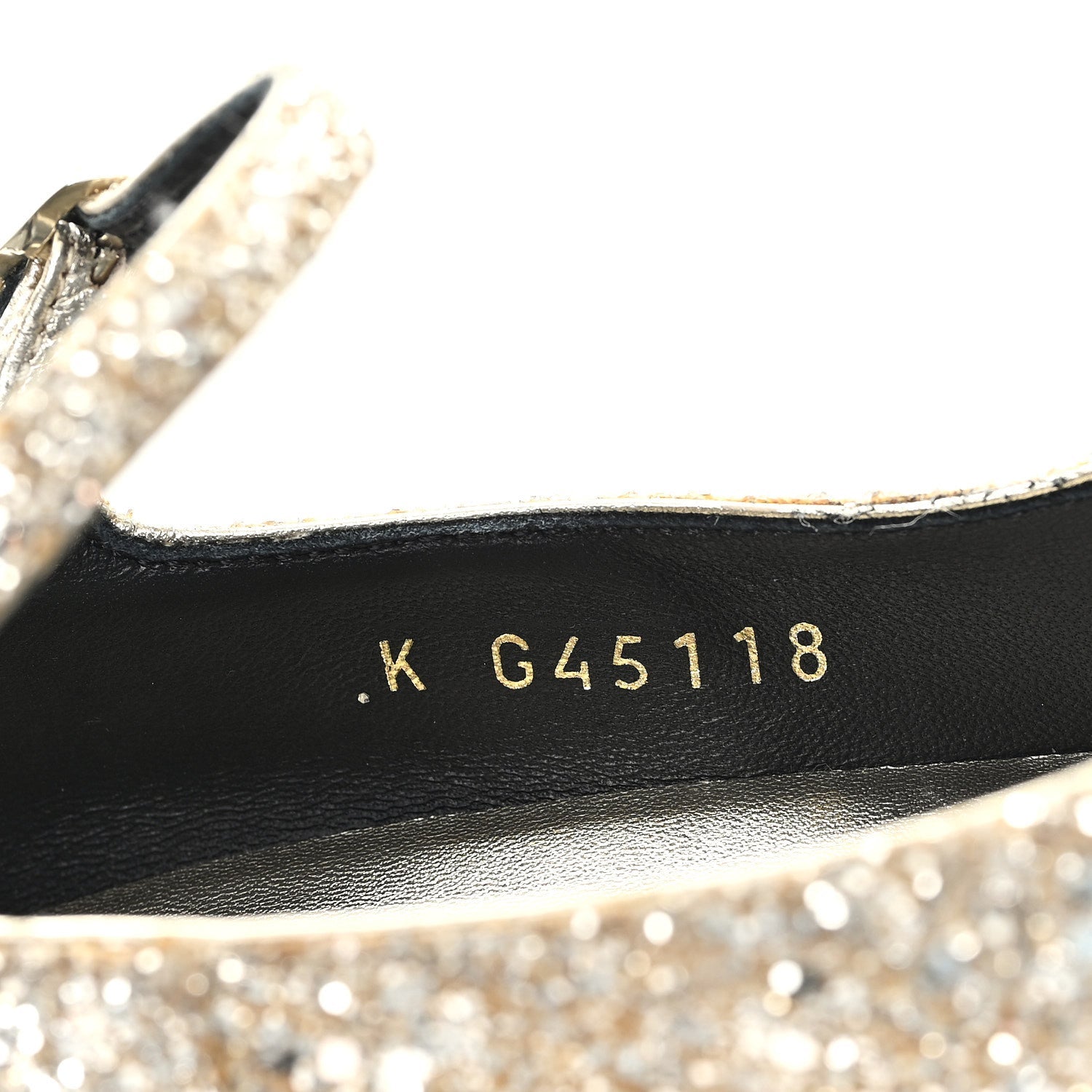 Glitter Lambskin Cap Toe CC Mary Jane Pumps 37.5 Light Gold Black