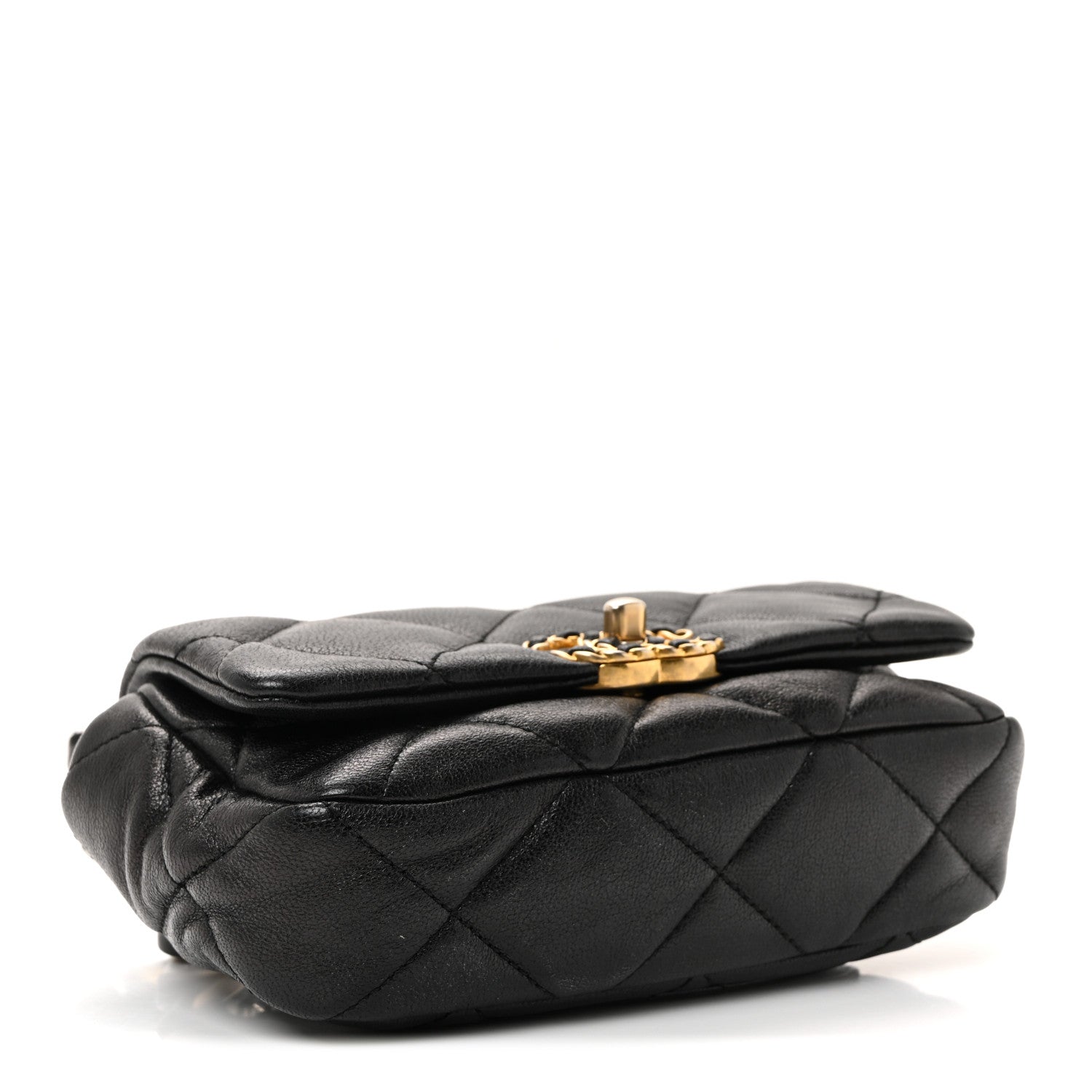 Chanel Goatskin Quilted Chanel 19 Waist Bag Black