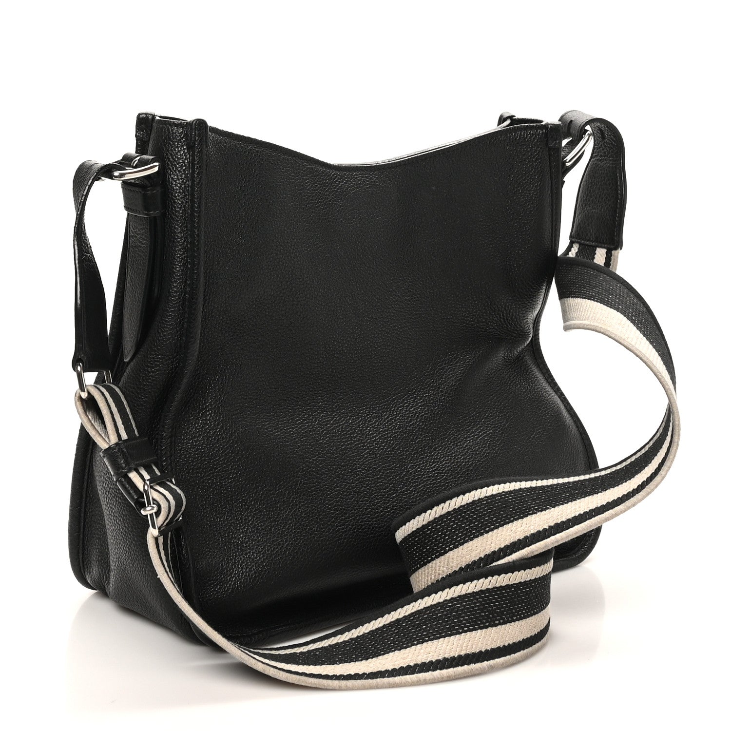 Prada Vitello Daino Soft Hobo Messenger Bag Black
