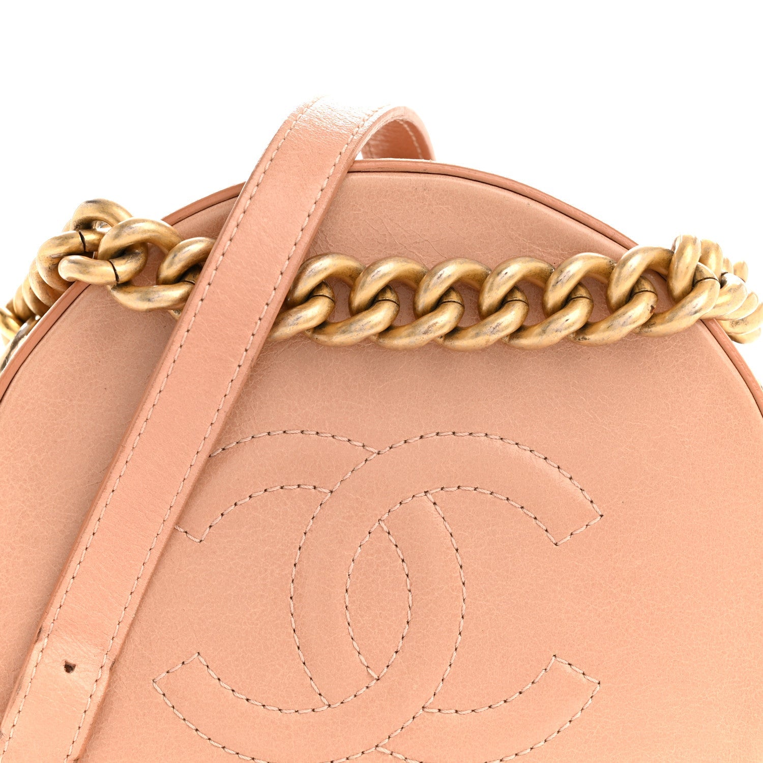 Chanel Glazed Calfskin Round As Earth Evening Bag Beige