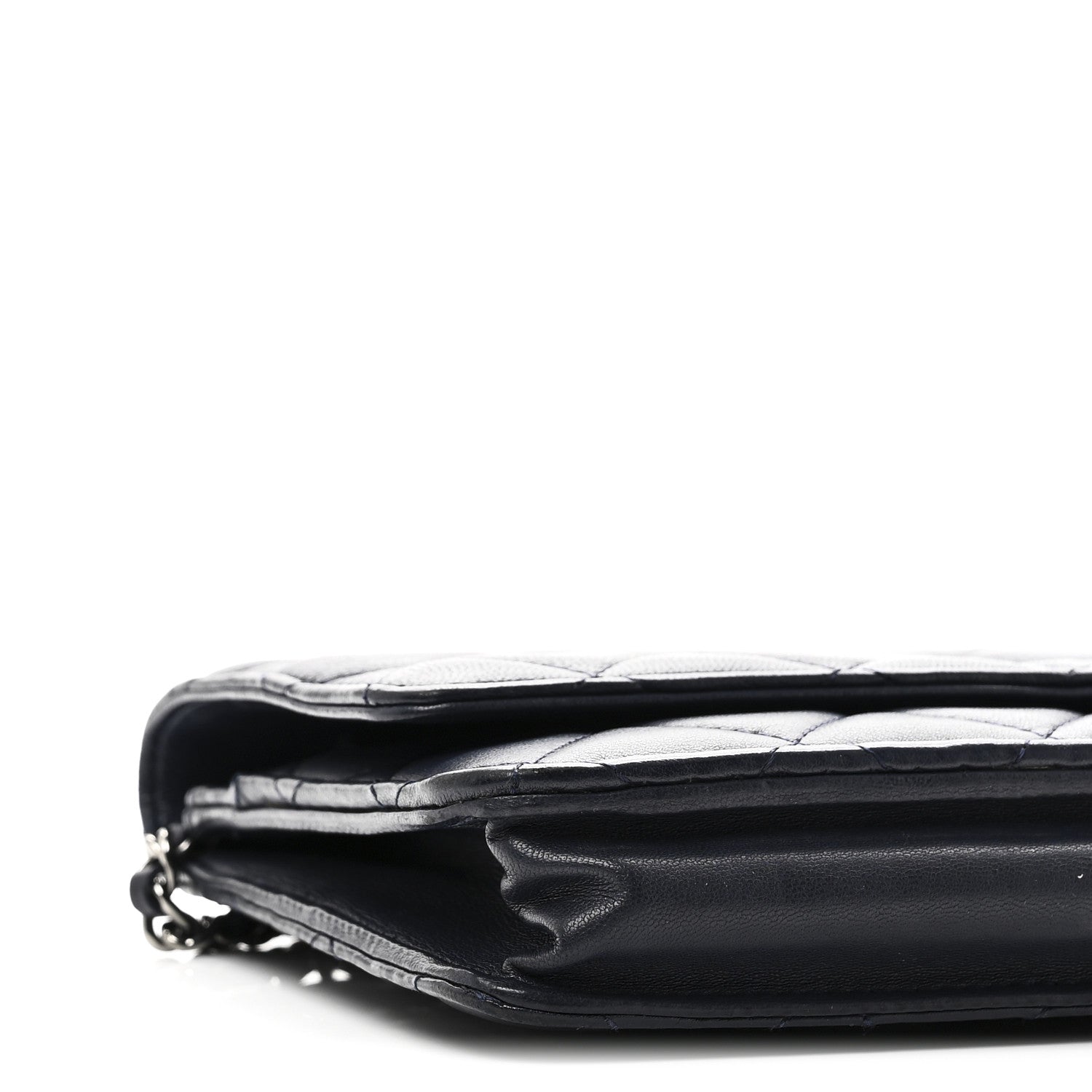 Chanel Lambskin Quilted Wallet On Chain WOC Navy Blue