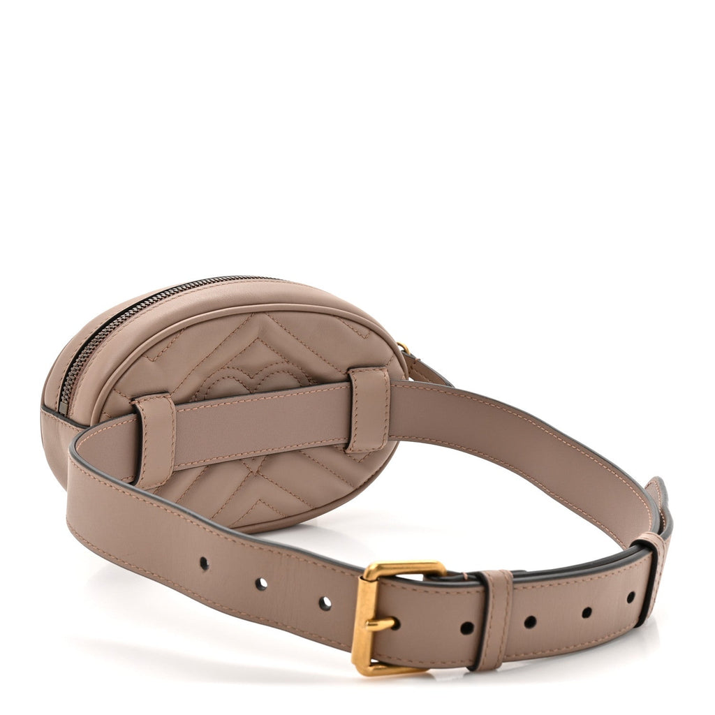 Gucci Calfskin Matelasse GG Marmont Belt Bag 75 30 Porcelain Rose