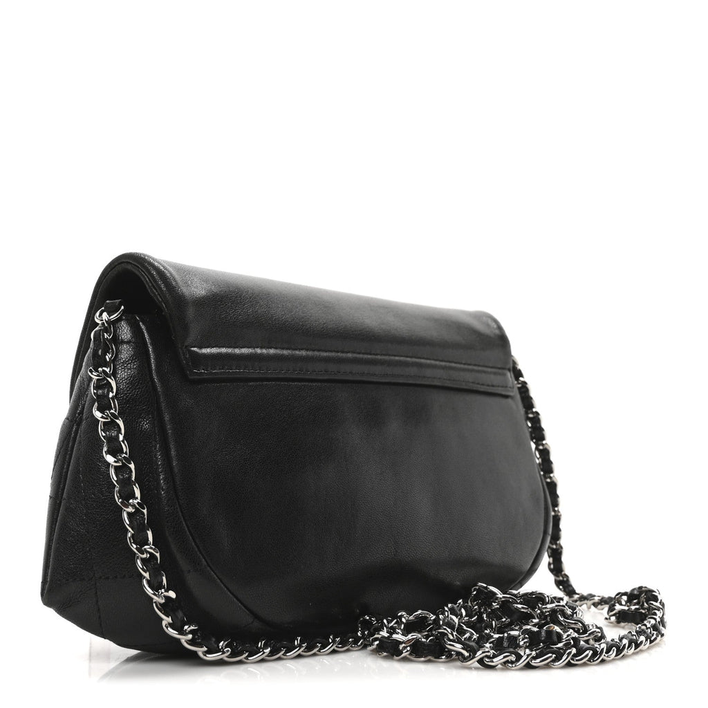 Chanel Lambskin Half Moon Wallet On Chain WOC Black