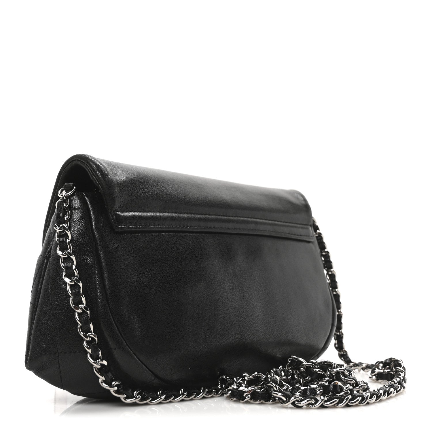 Chanel Lambskin Half Moon Wallet On Chain WOC Black