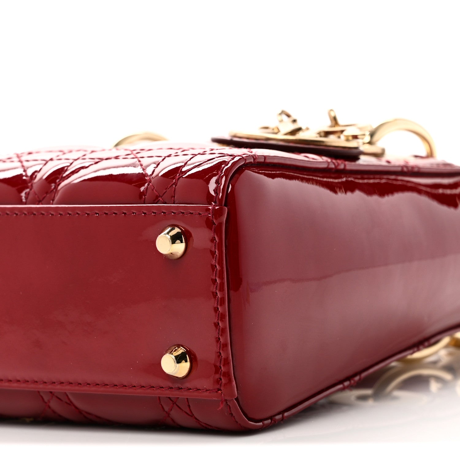 Christian Dior Patent Cannage Mini Lady Dior Red
