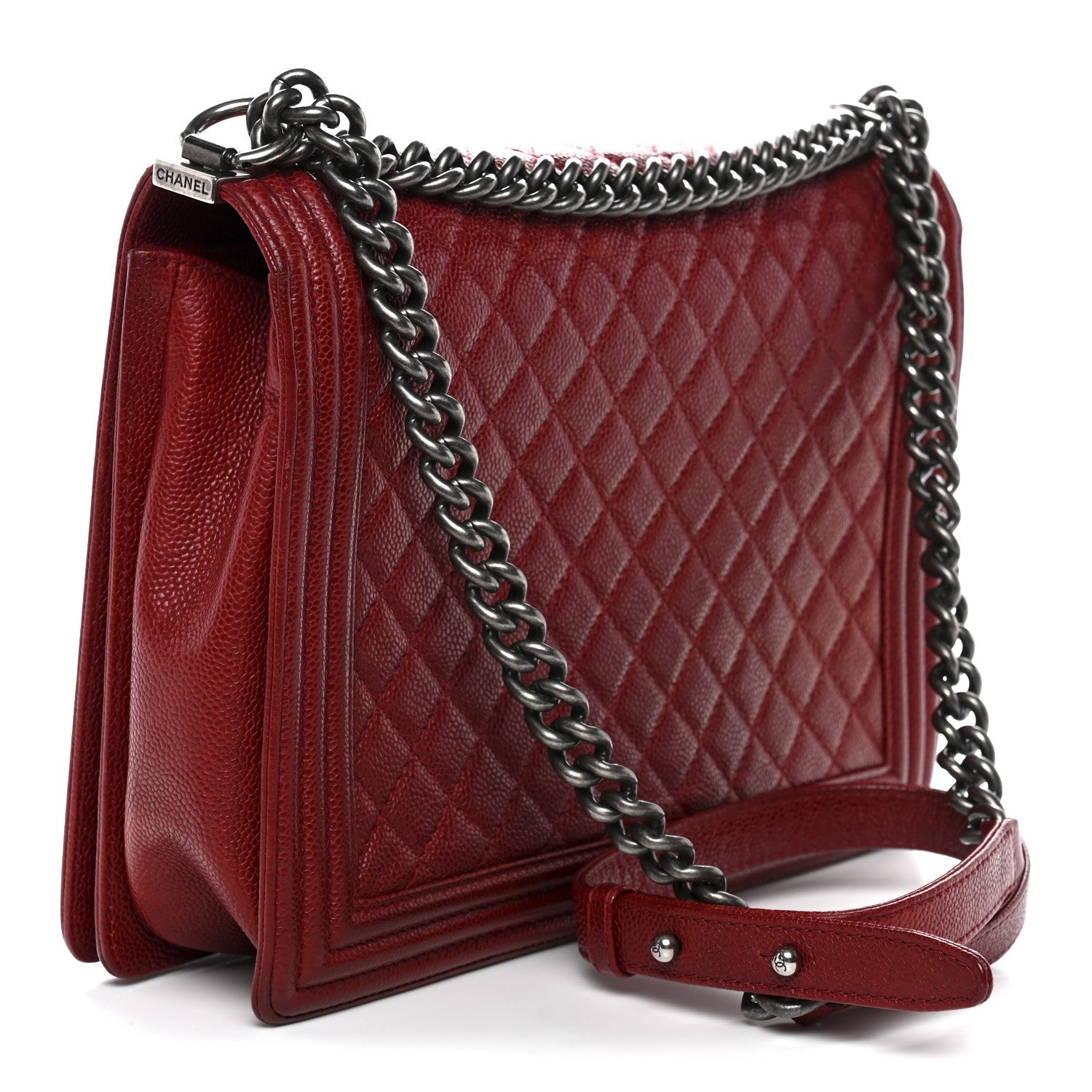 Chanel Caviar Quilted Large Boy Flap Dark Red