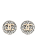 Crystal CC Round Earrings Silver