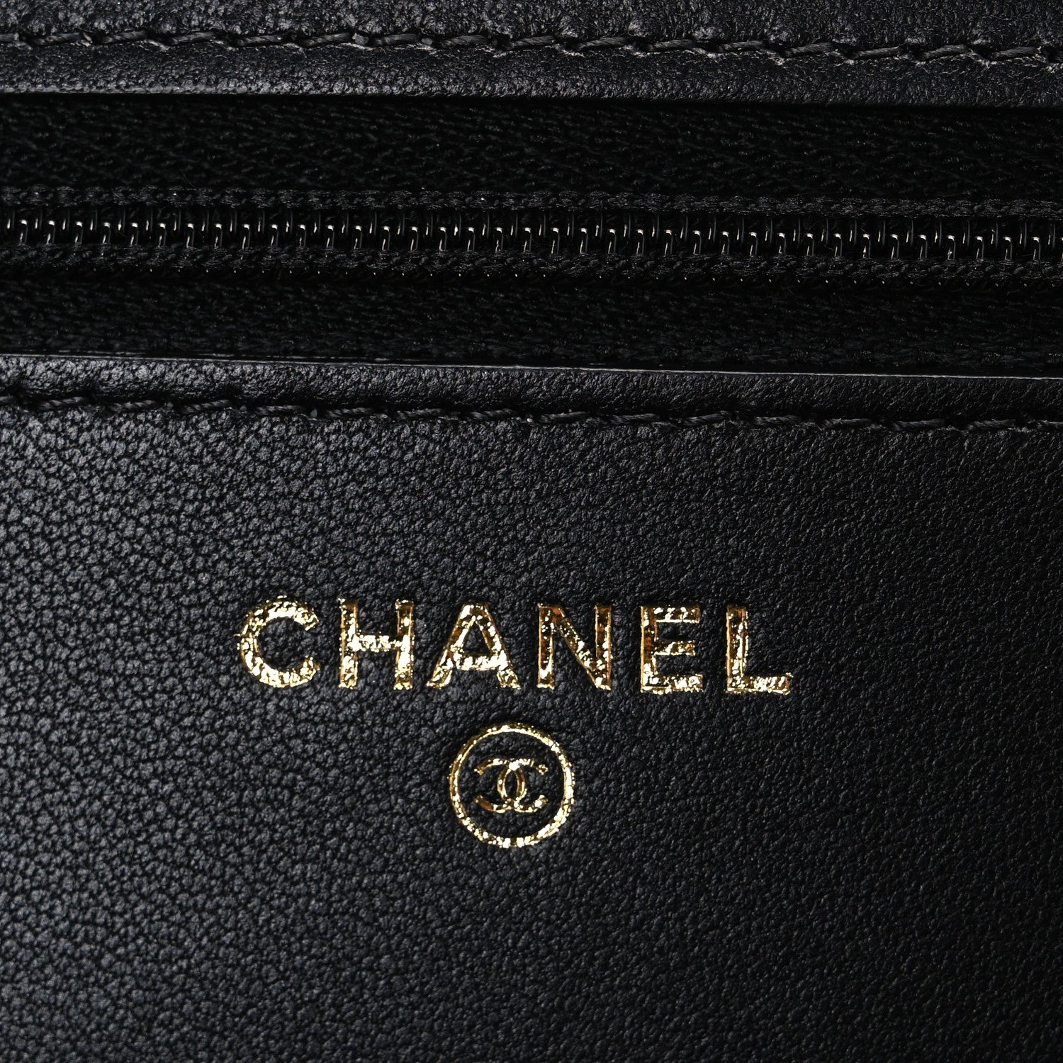 Chanel Lambskin Pearl Strass Quilted CC Wallet on Chain WOC Black