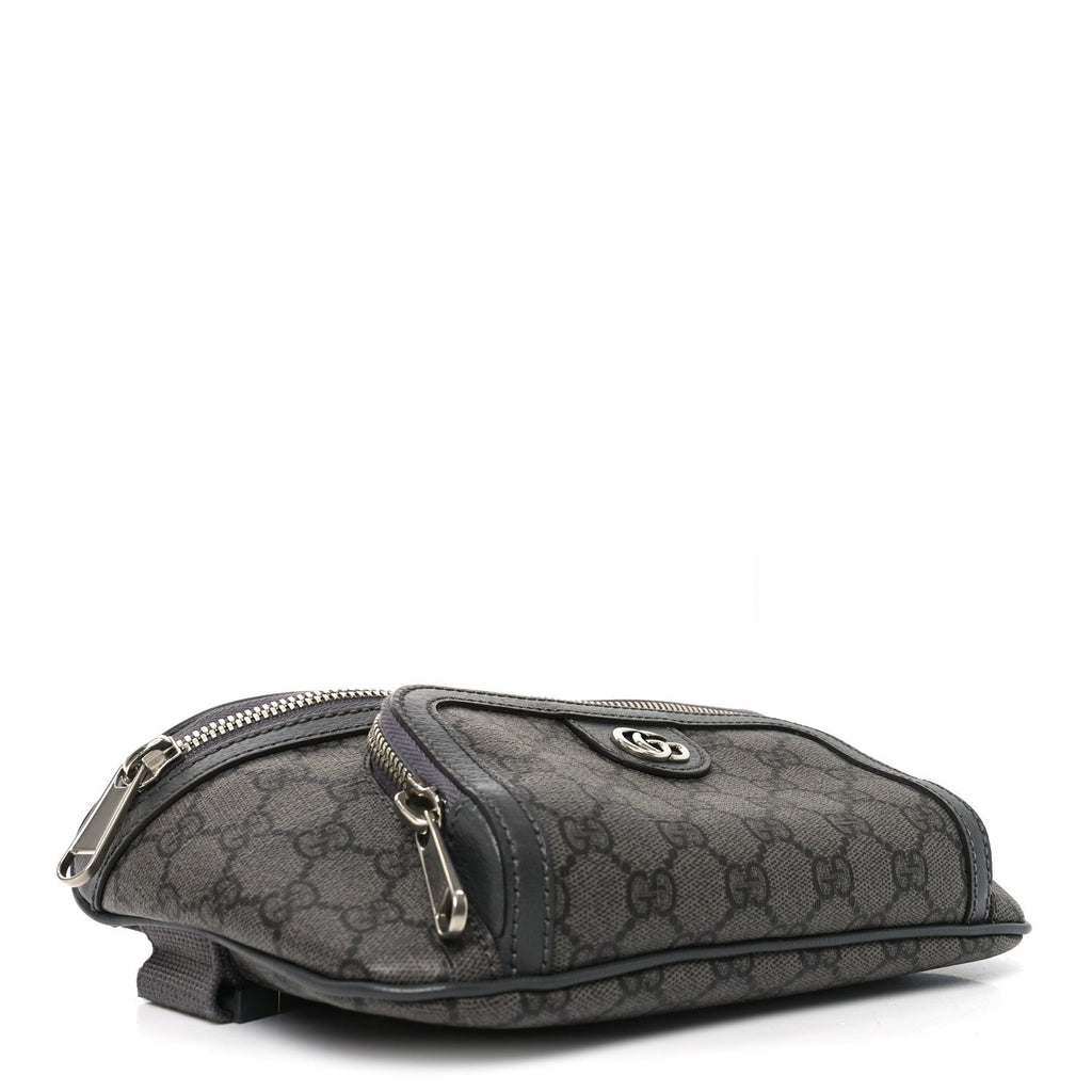 Gucci GG Supreme Monogram Textured Dollar Calfskin Ophidia Belt Bag Grey Black Graphite Grey