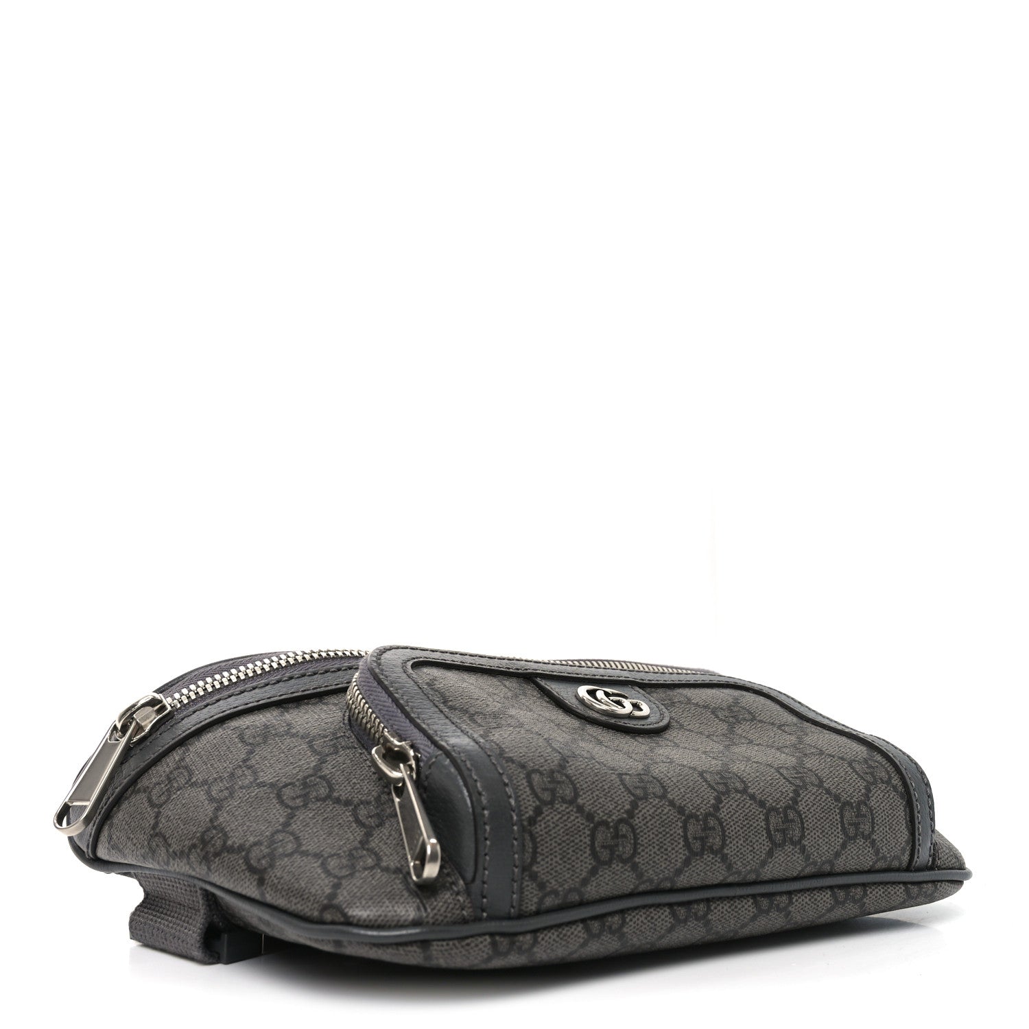 Gucci GG Supreme Monogram Textured Dollar Calfskin Ophidia Belt Bag Grey Black Graphite Grey