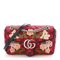 Gucci Monogram Multicolor Matelasse Diagonal Floral Embroidered Super Mini GG Marmont Shoulder Bag Red Blue Multicolor