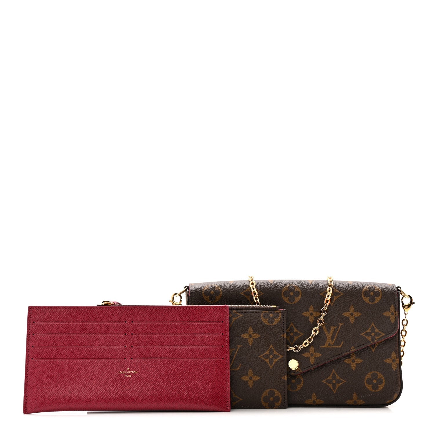 Louis Vuitton Monogram Pochette Felicie Chain Wallet Fuchsia