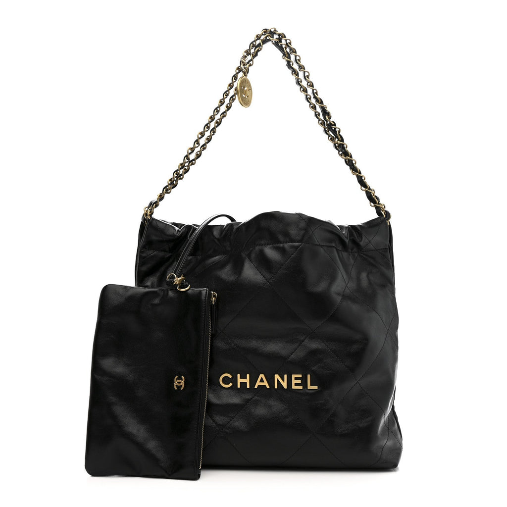 Chanel Shiny Calfskin Quilted Small Chanel 22 Black