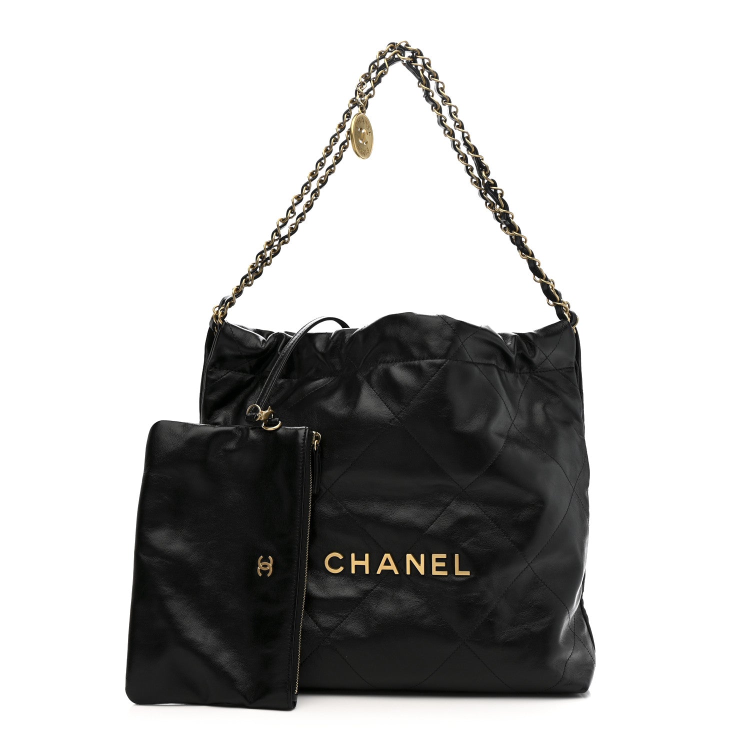 Chanel Shiny Calfskin Quilted Small Chanel 22 Black