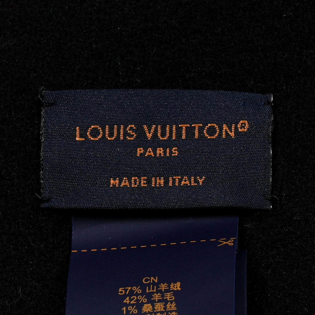 Louis Vuitton Cashmere Wool Silk Flight Mode Mahina Echarpes Scarf Black