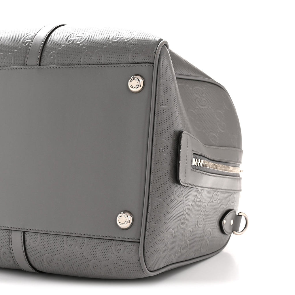 Gucci Calfskin GG Tennis Embossed Duffle Bag Grey
