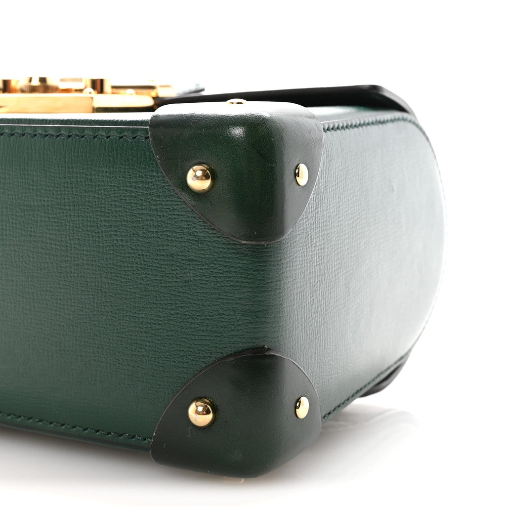 Gucci Azalea Calfskin Small Padlock Bamboo Shoulder Bag Vintage Green