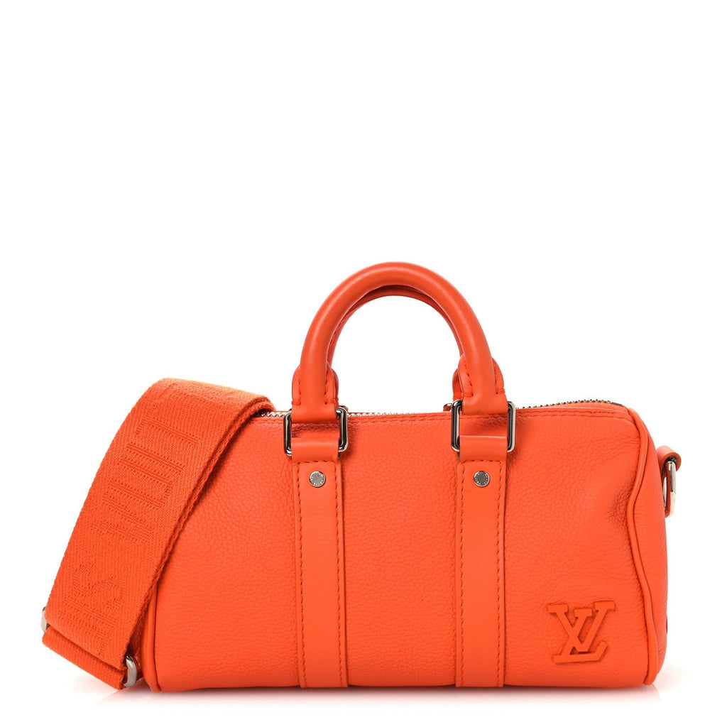 Louis Vuitton Grained Calfskin Aerogram Keepall XS Orange