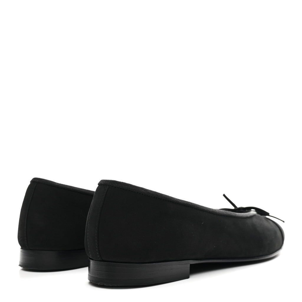 Chanel Suede Calfskin Cap Toe CC Ballerina Flats 36 Black