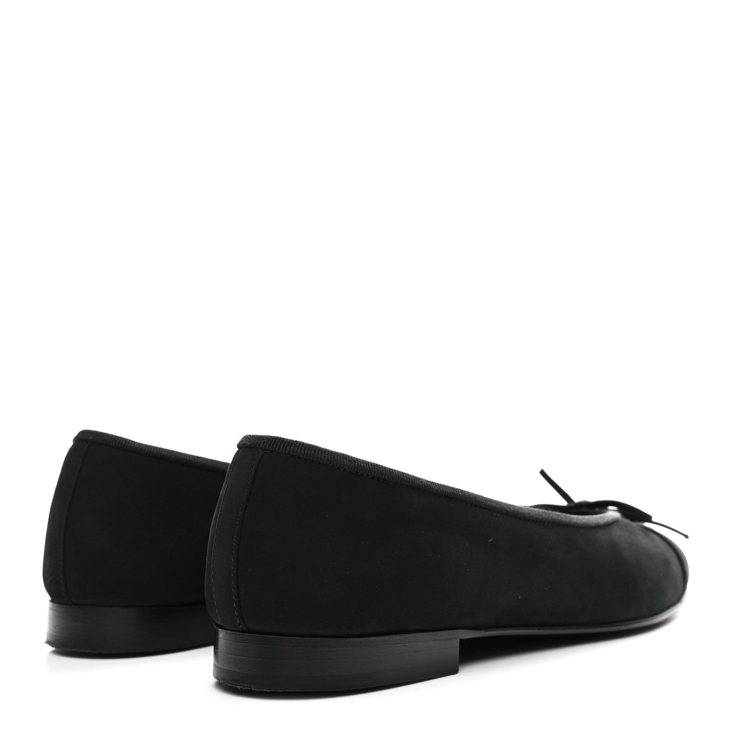 Chanel Suede Calfskin Cap Toe CC Ballerina Flats 36 Black