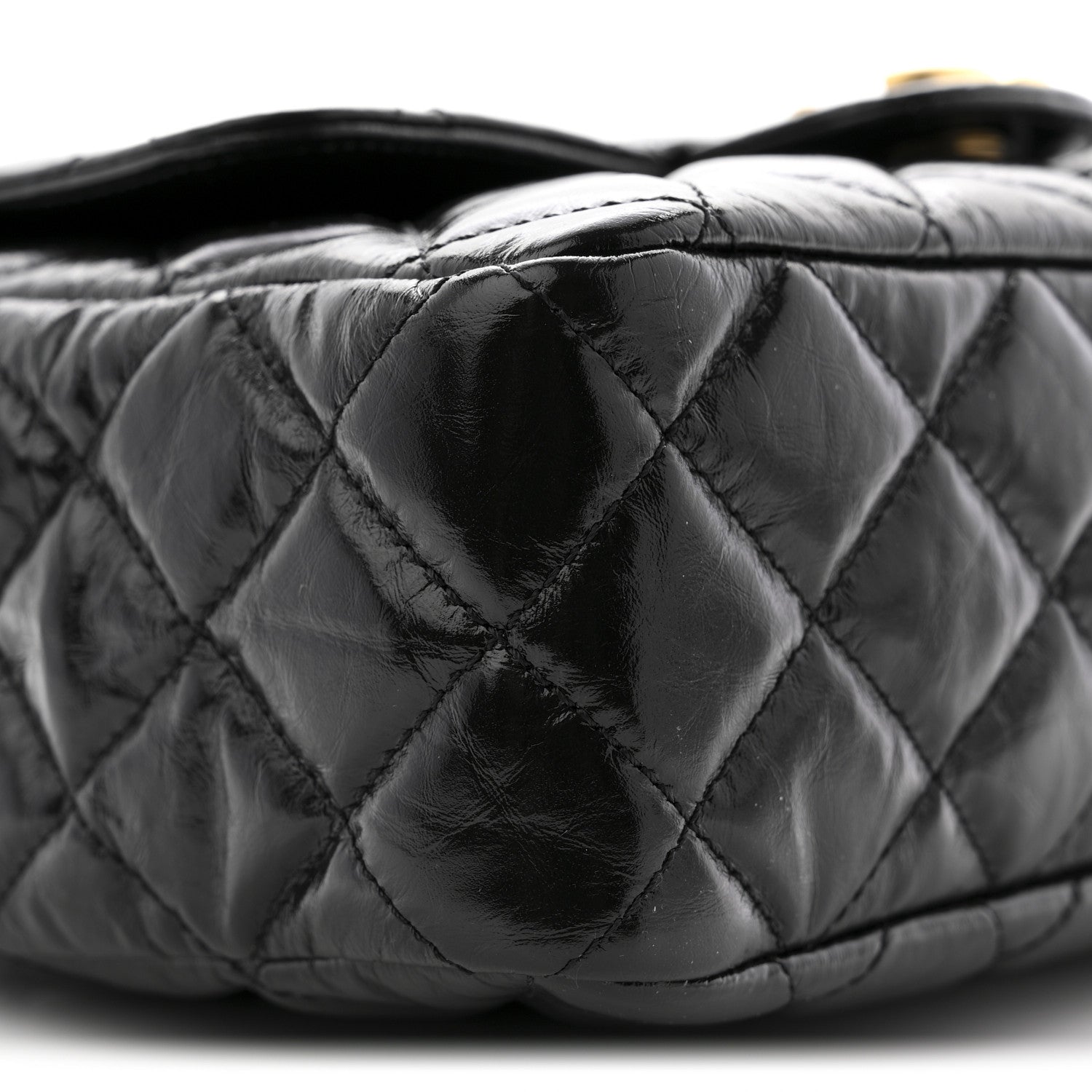 Chanel Shiny Crumpled Calfskin Quilted Wavy CC Hobo Black