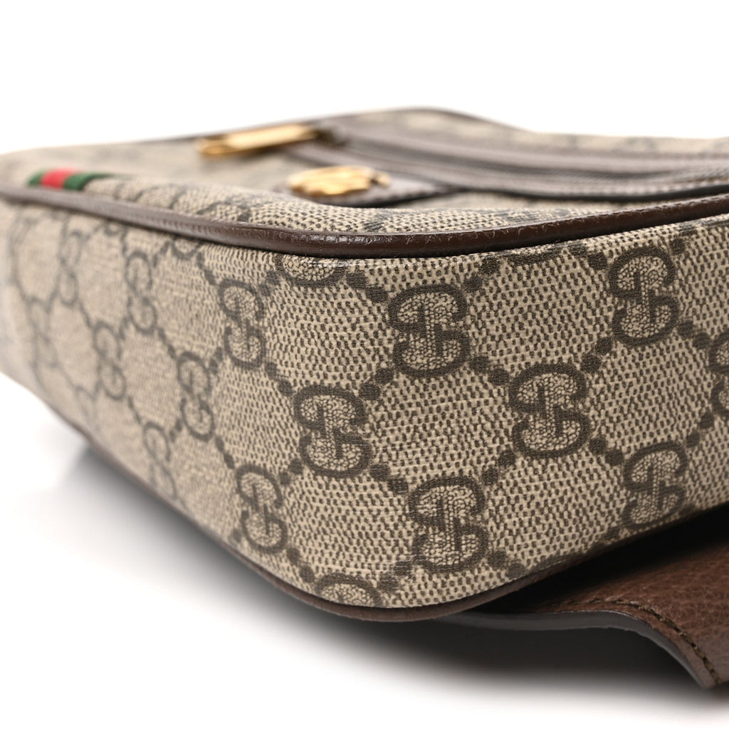 Gucci Soft GG Supreme Monogram Medium Ophidia Belt Bag Dark Brown