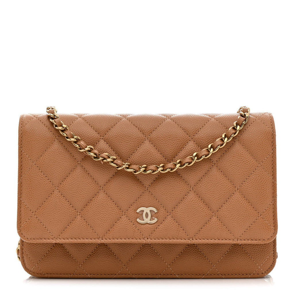 Chanel Caviar Quilted Wallet on Chain WOC Dark Beige