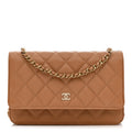Chanel Caviar Quilted Wallet on Chain WOC Dark Beige