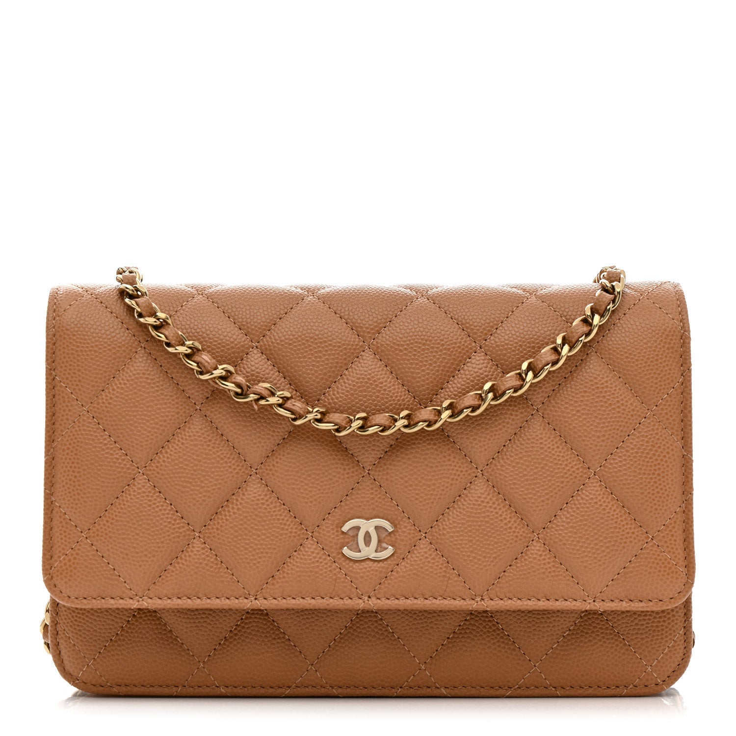 Chanel Caviar Quilted Wallet on Chain WOC Dark Beige