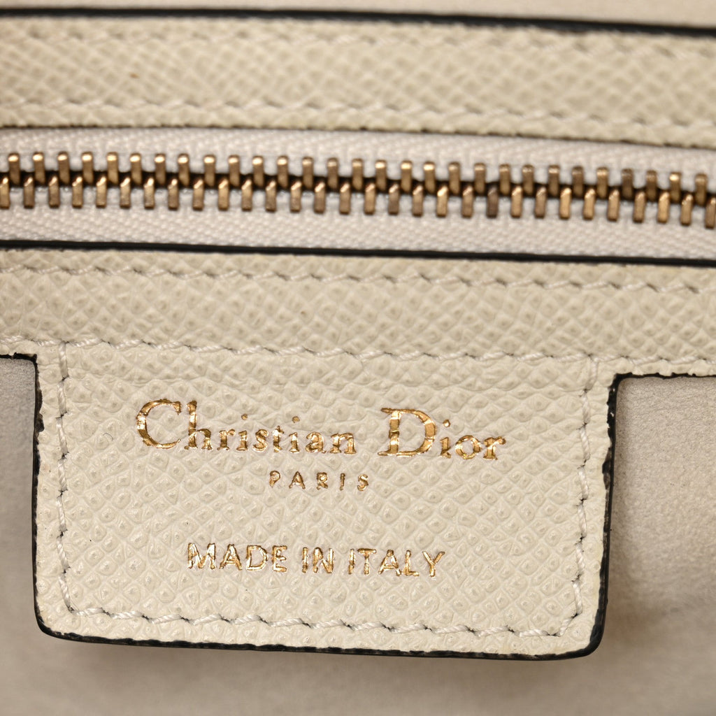Christian Dior Grained Calfskin Saddle Bag White